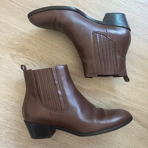 J. Crew Brown Leather Western Style Ankle Booties. Size 7. Great condition!